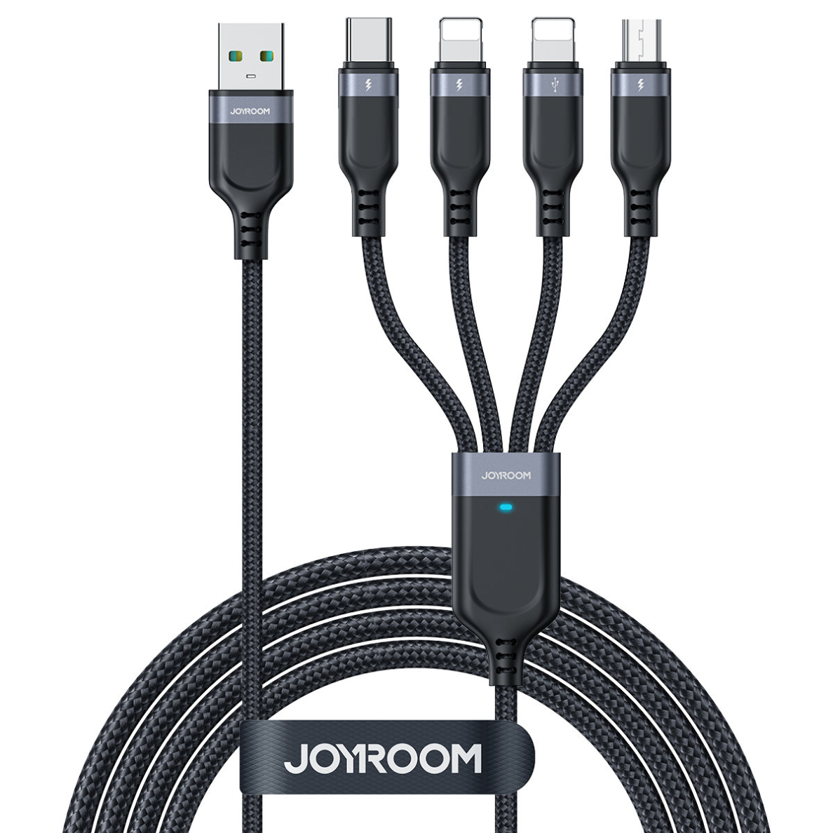 4in1 USB cable USB-A - USB-C / 2 x Lightning / Micro for charging and data transmission 1.2m Joyroom S-1T4018A18 - Juodas 4in1 USB cable USB-A - USB-C / 2 x Lightning / Micro for charging and data transmission 1.2m Joyroom S-1T4018A18 - Juodas