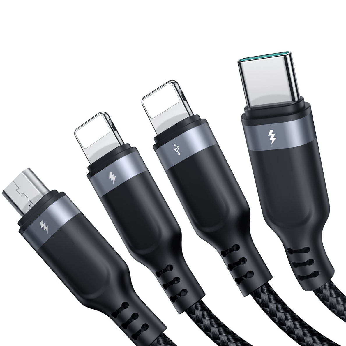4in1 USB cable USB-A - USB-C / 2 x Lightning / Micro for charging and data transmission 1.2m Joyroom S-1T4018A18 - Juodas 2 4in1 USB cable USB-A - USB-C / 2 x Lightning / Micro for charging and data transmission 1.2m Joyroom S-1T4018A18 - Juodas 2