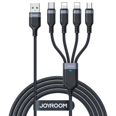 4in1 USB cable USB-A - USB-C / 2 x Lightning / Micro for charging and data transmission 1.2m Joyroom S-1T4018A18 - Juodas 4in1 USB cable USB-A - USB-C / 2 x Lightning / Micro for charging and data transmission 1.2m Joyroom S-1T4018A18 - Juodas