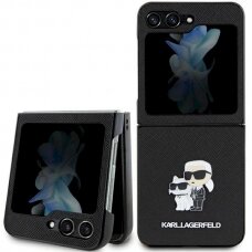 Dėklas Karl Lagerfeld KLHCZF5SAKCNPK Samsung Galaxy Z Flip5 F731 hardcase Saffiano Karl&Choupette Pin - Juodas
