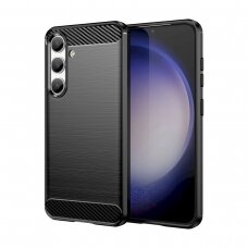 Dėklas Carbon Case for Samsung Galaxy S24 Flexible Silicone Carbon Cover - Juodas