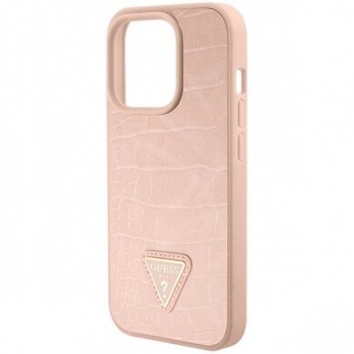 Dėklas Guess Croco Triangle Metal Logo case for iPhone 15 Pro Rožinis 6 Dėklas Guess Croco Triangle Metal Logo case for iPhone 15 Pro Rožinis 6