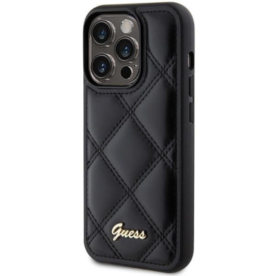 Dėklas Guess GUHCP15LPSQSQSK iPhone 15 Pro 6.1" Juodas hardcase Quilted Metal Logo 1 Dėklas Guess GUHCP15LPSQSQSK iPhone 15 Pro 6.1" Juodas hardcase Quilted Metal Logo 1