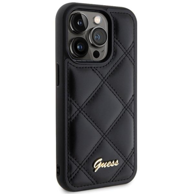 Dėklas Guess GUHCP15LPSQSQSK iPhone 15 Pro 6.1" Juodas hardcase Quilted Metal Logo 3 Dėklas Guess GUHCP15LPSQSQSK iPhone 15 Pro 6.1" Juodas hardcase Quilted Metal Logo 3