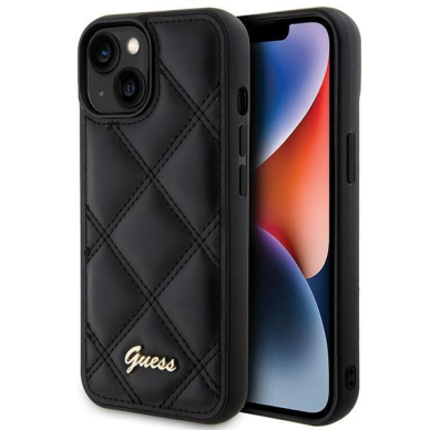 Dėklas Guess GUHCP15SPSQSQSK iPhone 15 6.1" Juodas hardcase Quilted Metal Logo Dėklas Guess GUHCP15SPSQSQSK iPhone 15 6.1" Juodas hardcase Quilted Metal Logo