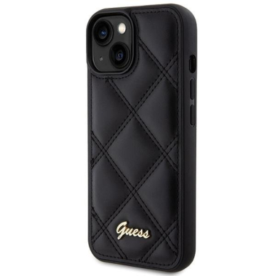 Dėklas Guess GUHCP15SPSQSQSK iPhone 15 6.1" Juodas hardcase Quilted Metal Logo 1