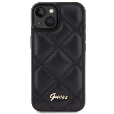Dėklas Guess GUHCP15SPSQSQSK iPhone 15 6.1" Juodas hardcase Quilted Metal Logo 2