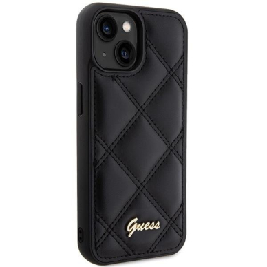 Dėklas Guess GUHCP15SPSQSQSK iPhone 15 6.1" Juodas hardcase Quilted Metal Logo 3