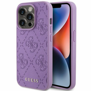 Dėklas Guess GUHCP15XP4EPMU iPhone 15 Pro Max 6.7" Violetinis hardcase Leather 4G Stamped Dėklas Guess GUHCP15XP4EPMU iPhone 15 Pro Max 6.7" Violetinis hardcase Leather 4G Stamped