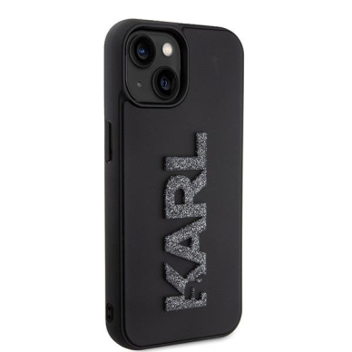 Dėklas Karl Lagerfeld 3D Rubber Glitter Logo case for iPhone 15 - Juodas 3 Dėklas Karl Lagerfeld 3D Rubber Glitter Logo case for iPhone 15 - Juodas 3