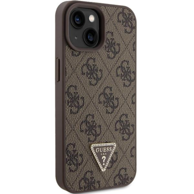 Telefono Dėklas Guess Leather 4G Triangle Strass case skirta iPhone 15 Rudas  3