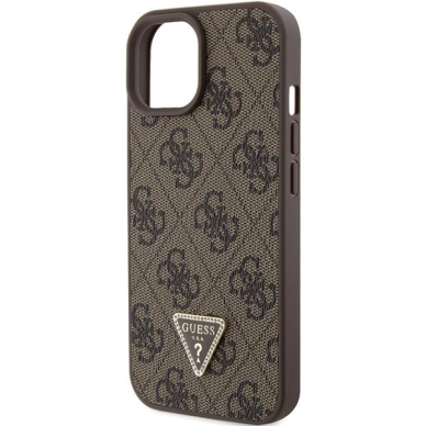 Telefono Dėklas Guess Leather 4G Triangle Strass case skirta iPhone 15 Rudas  5