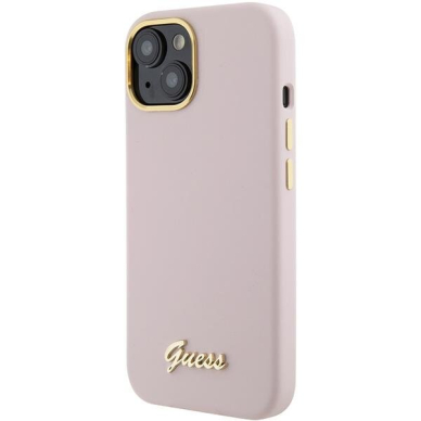 Telefono Dėklas Guess Silicone Script Metal Logo & Frame case for iPhone 15 Rožinis KOW068 1 Telefono Dėklas Guess Silicone Script Metal Logo & Frame case for iPhone 15 Rožinis KOW068 1