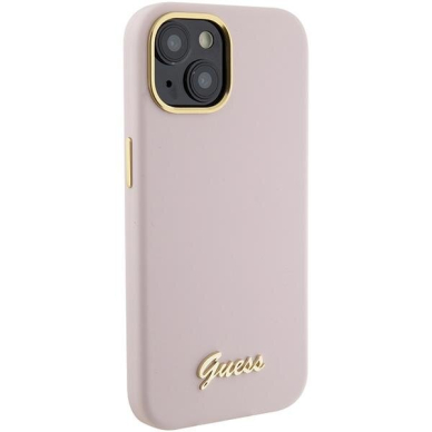 Telefono Dėklas Guess Silicone Script Metal Logo & Frame case for iPhone 15 Rožinis KOW068 3 Telefono Dėklas Guess Silicone Script Metal Logo & Frame case for iPhone 15 Rožinis KOW068 3