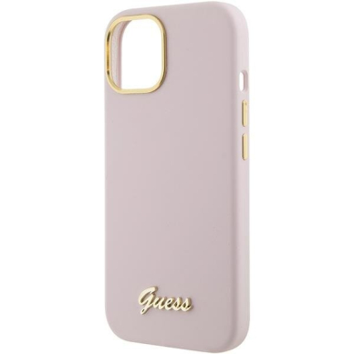 Telefono Dėklas Guess Silicone Script Metal Logo & Frame case for iPhone 15 Rožinis KOW068 5 Telefono Dėklas Guess Silicone Script Metal Logo & Frame case for iPhone 15 Rožinis KOW068 5