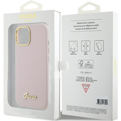 Telefono Dėklas Guess Silicone Script Metal Logo & Frame case for iPhone 15 Rožinis KOW068 7 Telefono Dėklas Guess Silicone Script Metal Logo & Frame case for iPhone 15 Rožinis KOW068 7