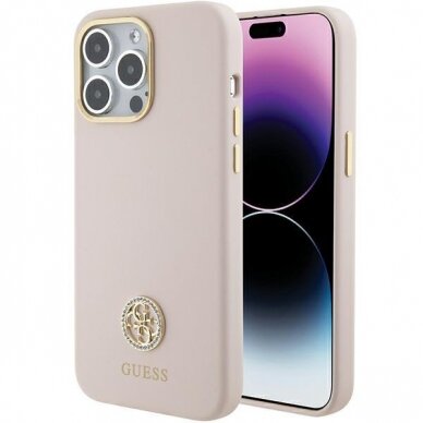 Telefono Dėklas Guess Silicone Logo Strass 4G case for iPhone 15 Pro Max Rožinis KOW068 Telefono Dėklas Guess Silicone Logo Strass 4G case for iPhone 15 Pro Max Rožinis KOW068