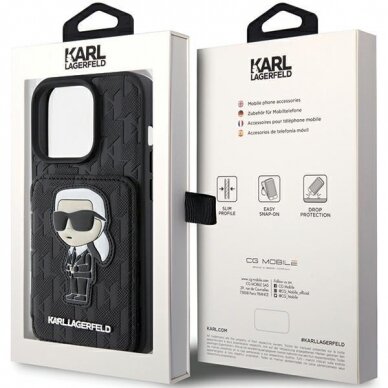 Telefono Dėklas Etui Karl Lagerfeld Saffiano Cardslots and Stand Monogram Ikonik Patch do iPhone 15 Pro Juodas KOW068 8 Telefono Dėklas Etui Karl Lagerfeld Saffiano Cardslots and Stand Monogram Ikonik Patch do iPhone 15 Pro Juodas KOW068 8