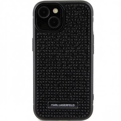 Telefono Dėklas Etui Karl Lagerfeld Rhinestone Logo Metal Plate do iPhone 15 Juodas KOW068 2 Telefono Dėklas Etui Karl Lagerfeld Rhinestone Logo Metal Plate do iPhone 15 Juodas KOW068 2
