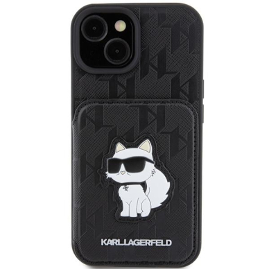 Telefono Dėklas Etui Karl Lagerfeld Saffiano Cardslots and Stand Monogram Choupette do iPhone 15 Juodas KOW068 2 Telefono Dėklas Etui Karl Lagerfeld Saffiano Cardslots and Stand Monogram Choupette do iPhone 15 Juodas KOW068 2