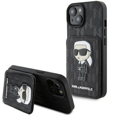 Telefono Dėklas Karl Lagerfeld Saffiano Cardslots and Stand Monogram Ikonik Patch iPhone 15 Juodas KOW068 Telefono Dėklas Karl Lagerfeld Saffiano Cardslots and Stand Monogram Ikonik Patch iPhone 15 Juodas KOW068