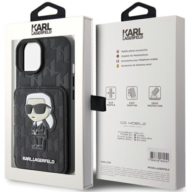 Telefono Dėklas Karl Lagerfeld Saffiano Cardslots and Stand Monogram Ikonik Patch iPhone 15 Juodas KOW068 8 Telefono Dėklas Karl Lagerfeld Saffiano Cardslots and Stand Monogram Ikonik Patch iPhone 15 Juodas KOW068 8