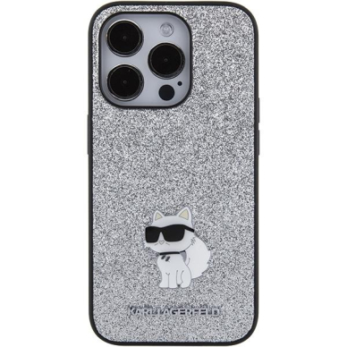 Telefono Dėklas Karl Lagerfeld Fixed Glitter Choupette Logo Metal Pin do iPhone 15 Pro Max Sidabrinis KOW068 2 Telefono Dėklas Karl Lagerfeld Fixed Glitter Choupette Logo Metal Pin do iPhone 15 Pro Max Sidabrinis KOW068 2