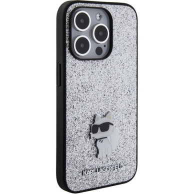 Telefono Dėklas Karl Lagerfeld Fixed Glitter Choupette Logo Metal Pin do iPhone 15 Pro Max Sidabrinis KOW068 3 Telefono Dėklas Karl Lagerfeld Fixed Glitter Choupette Logo Metal Pin do iPhone 15 Pro Max Sidabrinis KOW068 3