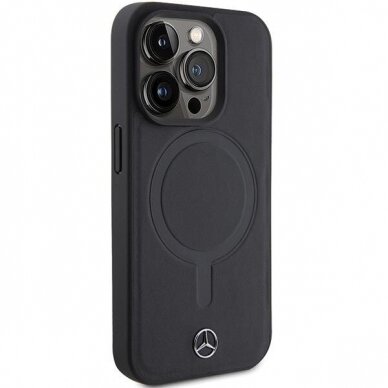 Telefono Dėklas Etui Mercedes Smooth Leather MagSafe do iPhone 15 Pro Juodas KOW068 3