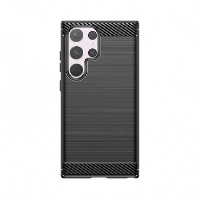 Dėklas Carbon Case for Samsung Galaxy S24 Ultra Flexible Silicone Carbon Cover - Juodas 1