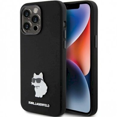 Dėklas Karl Lagerfeld KLHCP15XSMHCNPK iPhone 15 Pro Max 6.7" Juodas Silicone Choupette Metal Pin Dėklas Karl Lagerfeld KLHCP15XSMHCNPK iPhone 15 Pro Max 6.7" Juodas Silicone Choupette Metal Pin