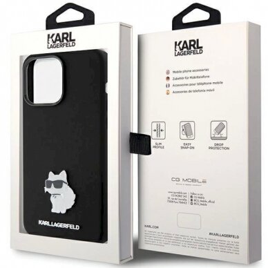 Dėklas Karl Lagerfeld KLHCP15XSMHCNPK iPhone 15 Pro Max 6.7" Juodas Silicone Choupette Metal Pin 7 Dėklas Karl Lagerfeld KLHCP15XSMHCNPK iPhone 15 Pro Max 6.7" Juodas Silicone Choupette Metal Pin 7