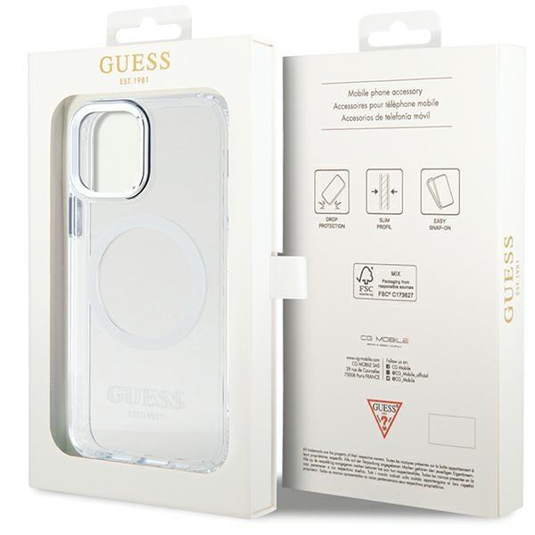 Telefono Dėklas iPhone 12/12 Pro - Guess Silicone TPU with MagSafe Skaidrus KOW068 7