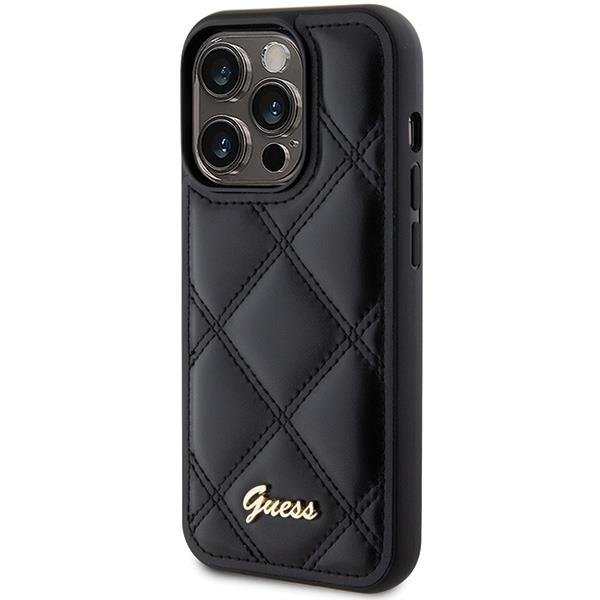 Dėklas Guess GUHCP15LPSQSQSK iPhone 15 Pro 6.1" Juodas hardcase Quilted Metal Logo 1 Dėklas Guess GUHCP15LPSQSQSK iPhone 15 Pro 6.1" Juodas hardcase Quilted Metal Logo 1
