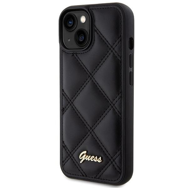 Dėklas Guess GUHCP15SPSQSQSK iPhone 15 6.1" Juodas hardcase Quilted Metal Logo 1 Dėklas Guess GUHCP15SPSQSQSK iPhone 15 6.1" Juodas hardcase Quilted Metal Logo 1