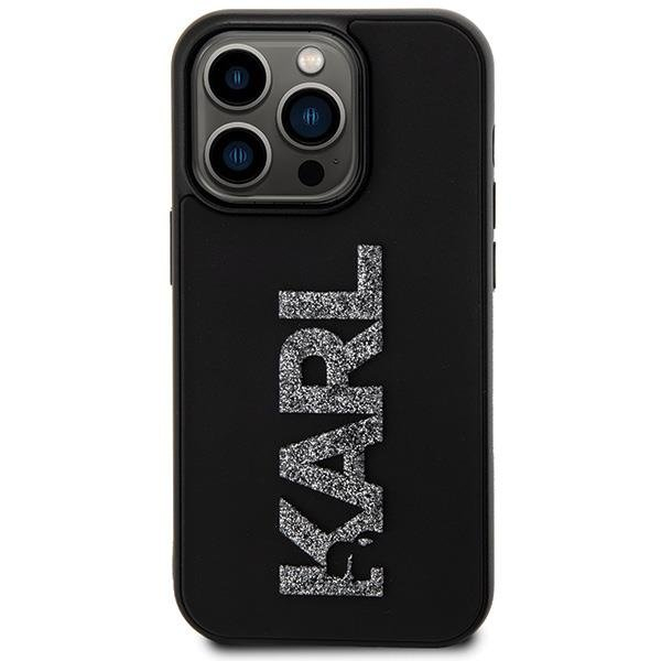 Dėklas Karl Lagerfeld 3D Rubber Glitter Logo case for iPhone 15 Pro - Juodas 2