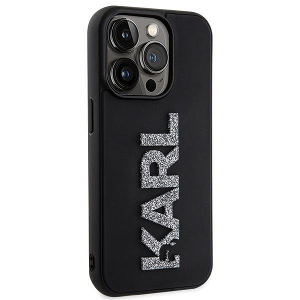 Dėklas Karl Lagerfeld 3D Rubber Glitter Logo case for iPhone 15 Pro - Juodas 3