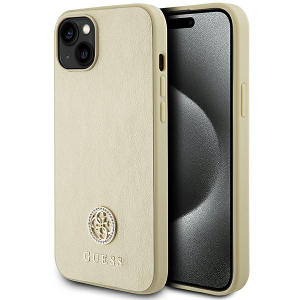 Telefono Dėklas Guess Leather 4G Metal Logo Strass case for iPhone 15 Auksinis KOW068 Telefono Dėklas Guess Leather 4G Metal Logo Strass case for iPhone 15 Auksinis KOW068