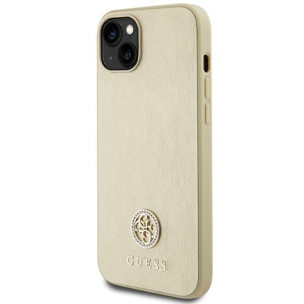 Telefono Dėklas Guess Leather 4G Metal Logo Strass case for iPhone 15 Auksinis KOW068 1 Telefono Dėklas Guess Leather 4G Metal Logo Strass case for iPhone 15 Auksinis KOW068 1