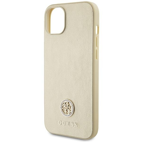 Telefono Dėklas Guess Leather 4G Metal Logo Strass case for iPhone 15 Auksinis KOW068 5 Telefono Dėklas Guess Leather 4G Metal Logo Strass case for iPhone 15 Auksinis KOW068 5
