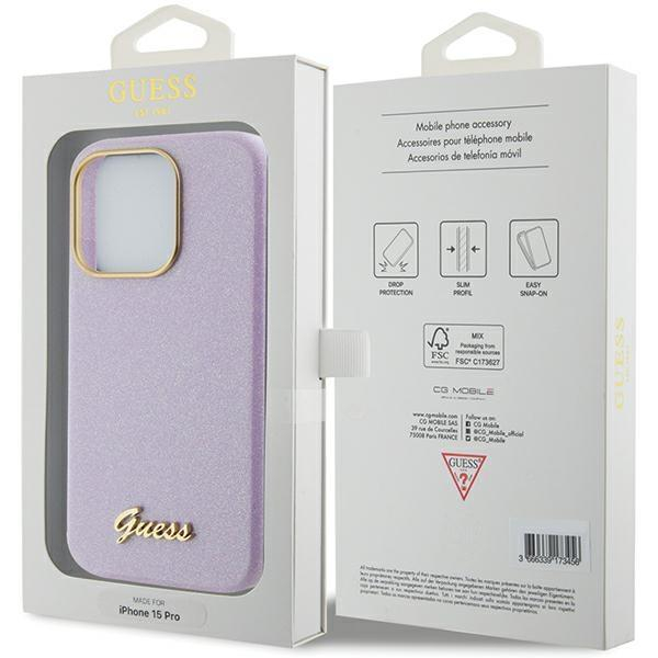 Telefono Dėklas Guess Glitter Glossy Script case for iPhone 15 Pro Max Pilka/VioletinėKOW068 7 Telefono Dėklas Guess Glitter Glossy Script case for iPhone 15 Pro Max Pilka/VioletinėKOW068 7