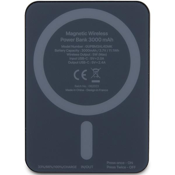 Išorinė Baterija Powerbank indukcyjny Guess MagSafe Metal Script Logo 5W 3000mAh Juodas KOW06B 2 Išorinė Baterija Powerbank indukcyjny Guess MagSafe Metal Script Logo 5W 3000mAh Juodas KOW06B 2