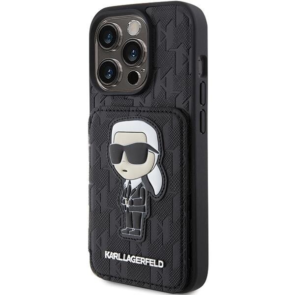 Telefono Dėklas Etui Karl Lagerfeld Saffiano Cardslots and Stand Monogram Ikonik Patch do iPhone 15 Pro Juodas KOW068 1 Telefono Dėklas Etui Karl Lagerfeld Saffiano Cardslots and Stand Monogram Ikonik Patch do iPhone 15 Pro Juodas KOW068 1