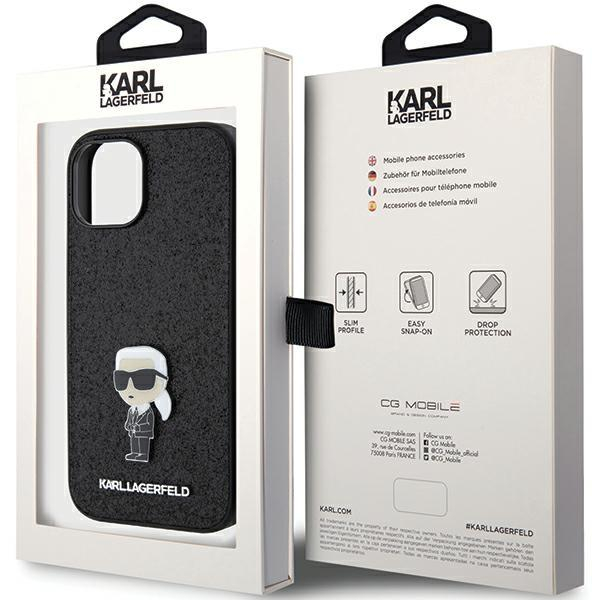Telefono Dėklas Etui Karl Lagerfeld Fixed Glitter Ikonik Logo Metal Pin do iPhone 15 Juodas KOW068 7 Telefono Dėklas Etui Karl Lagerfeld Fixed Glitter Ikonik Logo Metal Pin do iPhone 15 Juodas KOW068 7