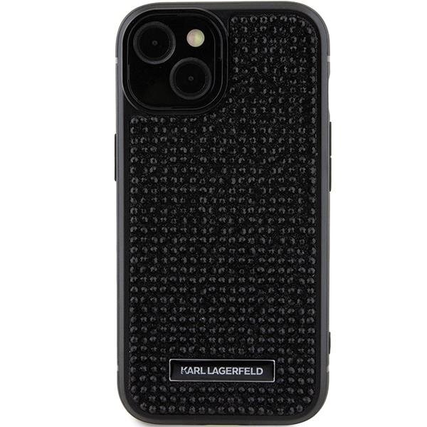 Telefono Dėklas Etui Karl Lagerfeld Rhinestone Logo Metal Plate do iPhone 15 Juodas KOW068 2 Telefono Dėklas Etui Karl Lagerfeld Rhinestone Logo Metal Plate do iPhone 15 Juodas KOW068 2