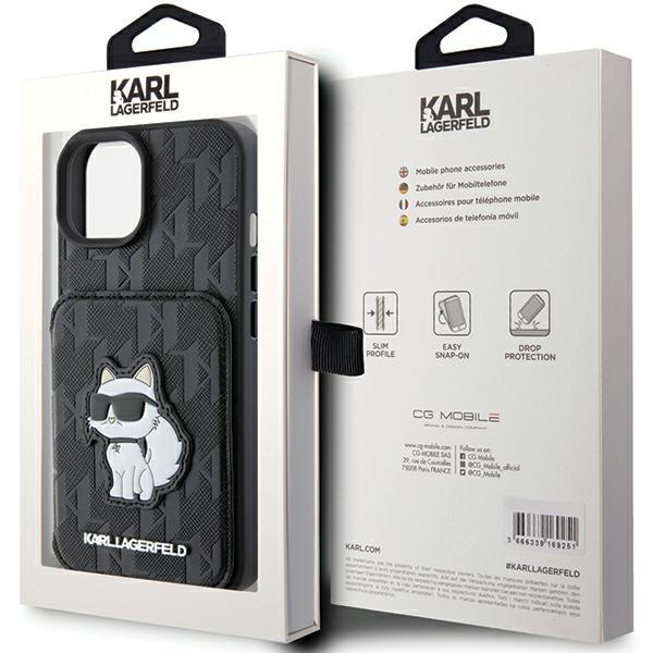 Telefono Dėklas Etui Karl Lagerfeld Saffiano Cardslots and Stand Monogram Choupette do iPhone 15 Juodas KOW068 8 Telefono Dėklas Etui Karl Lagerfeld Saffiano Cardslots and Stand Monogram Choupette do iPhone 15 Juodas KOW068 8