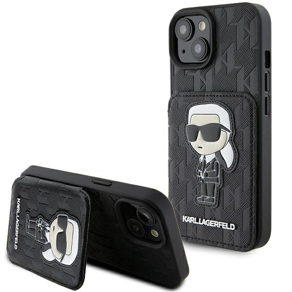 Telefono Dėklas Karl Lagerfeld Saffiano Cardslots and Stand Monogram Ikonik Patch iPhone 15 Juodas KOW068 Telefono Dėklas Karl Lagerfeld Saffiano Cardslots and Stand Monogram Ikonik Patch iPhone 15 Juodas KOW068