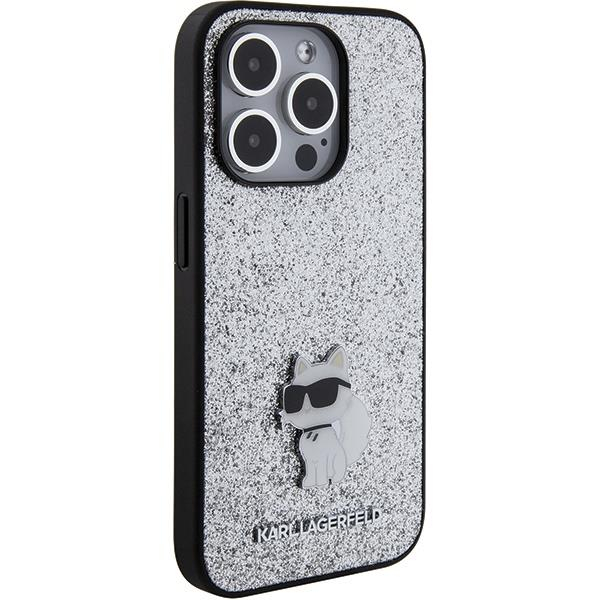 Telefono Dėklas Karl Lagerfeld Fixed Glitter Choupette Logo Metal Pin do iPhone 15 Pro Max Sidabrinis KOW068 3 Telefono Dėklas Karl Lagerfeld Fixed Glitter Choupette Logo Metal Pin do iPhone 15 Pro Max Sidabrinis KOW068 3