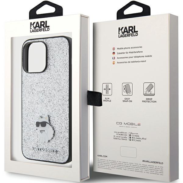 Telefono Dėklas Karl Lagerfeld Fixed Glitter Choupette Logo Metal Pin do iPhone 15 Pro Max Sidabrinis KOW068 7 Telefono Dėklas Karl Lagerfeld Fixed Glitter Choupette Logo Metal Pin do iPhone 15 Pro Max Sidabrinis KOW068 7