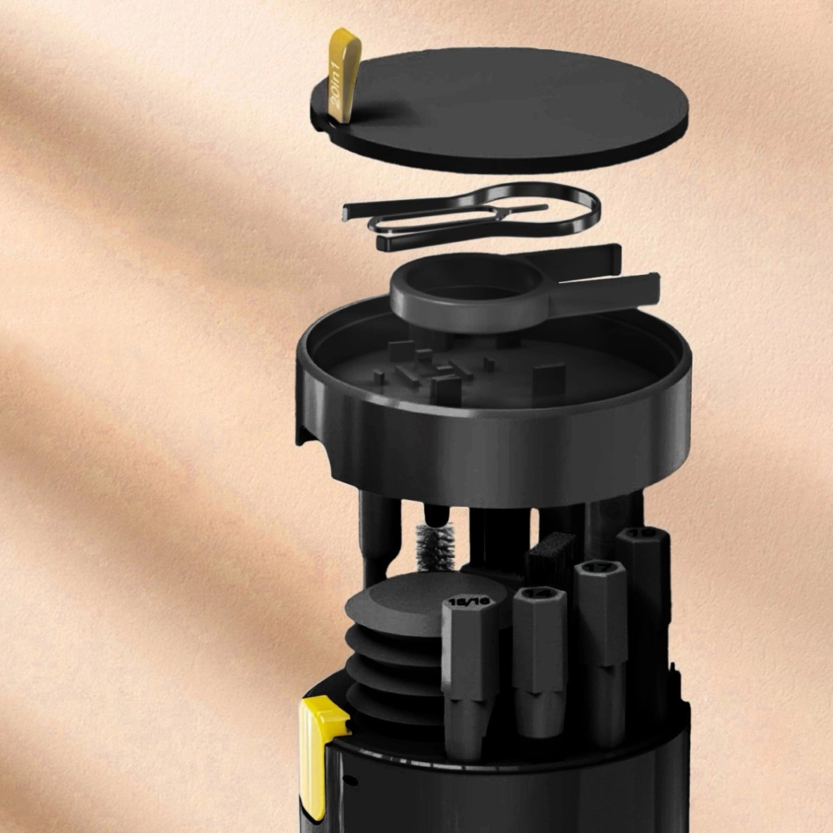 20in1 daugiafunkcinis valymo rinkinys ausinėms, klaviatūroms, ekranams – juodas 1